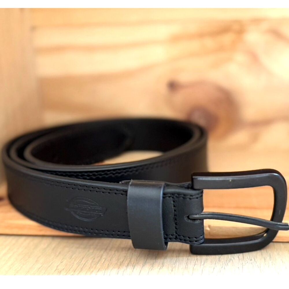 DICKIES Work Inspired Classic Black Buckle & Leather Belt Size 42